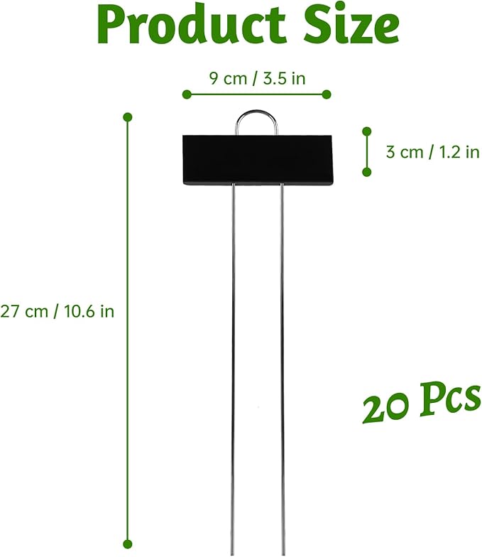 20 PCS Metal Plant Labels for Outdoor Garden Weatherproof, Reusable Metal Plant Markers, for Plants Herb Seedlings Flowers (Black)