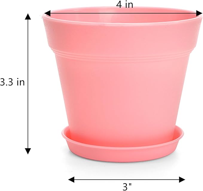 Frcctre 30 Pack 4 Inch Plastic Planter Pots, Small Flower Pots Seedlings Nursery Pots with Drainage Hole and Saucers for Indoor Outdoor Plants Flowers Herbs Succulents, 6 Colors