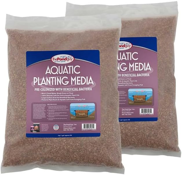 The Pond Guy Planting Media, Outdoor Water Garden Plant Medium, Grow Lily, Lotus & Aquatic Plants, Substrate Seeds Beneficial Microbes, 8 Quarts (2X 4qt/Approx. 6 lb Bags)