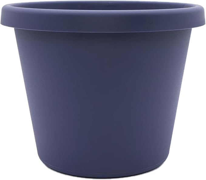 The HC Companies Prima Round Plastic Plant Pot w/Rolled Rim - Lightweight & UV Resistant Flower Pot for Herbs & More - Outdoor & Indoor Plant Pots w/Drainage (14 inch, Twilight Blue, Pack of 1)
