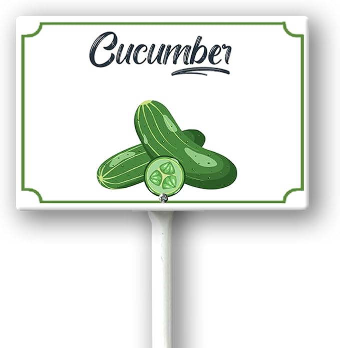 Boylee 8x12inch Aluminum Cucumber Garden Sign with Stake for Vegetables, Herbs, Flowers, Potted Plants