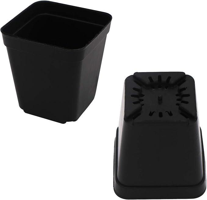 50 PCS Pastic Nursery Pots 2.7Inch Square Plant Pot Thick Balck Starter Container for Starting Seedlings or Succulents (2.7 Inch)