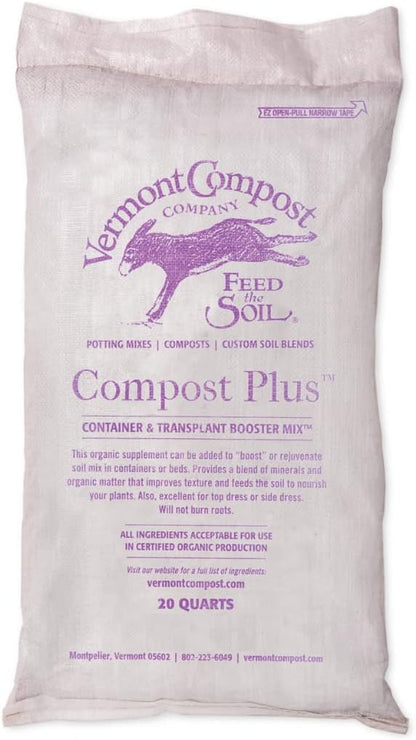 Compost-Plus Organic Container and Transplant Booster Mix | All-Natural Potting Soil for Plants & Vegetable Gardening - 20 Quarts | Gardener's Supply Co Exclusive