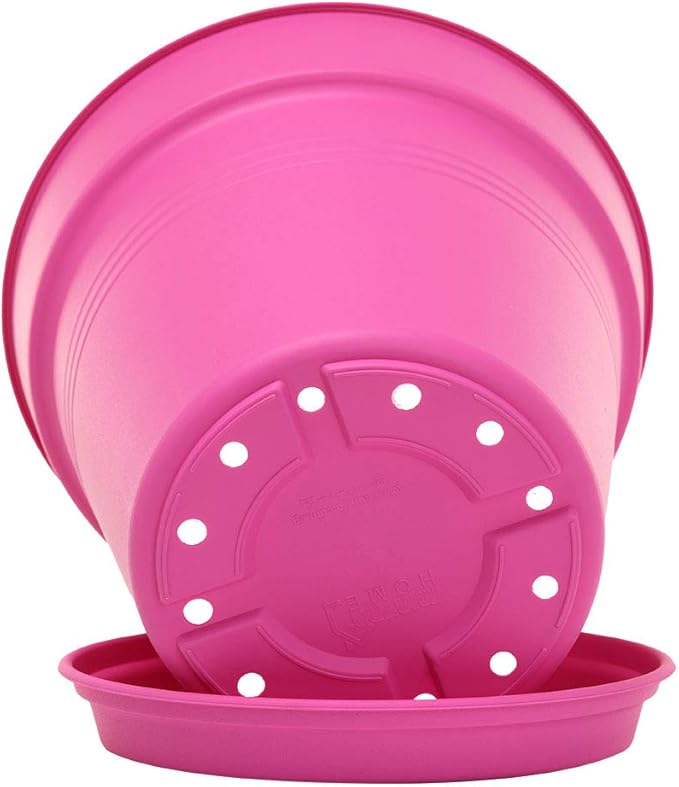 Mintra Home Garden Pots 4pk - Flowers, Herbs, Plants, Indoor, Outdoor, Colorful, Wholesale, Bulk (Fuchsia, 15cm Diameter (5.9in))