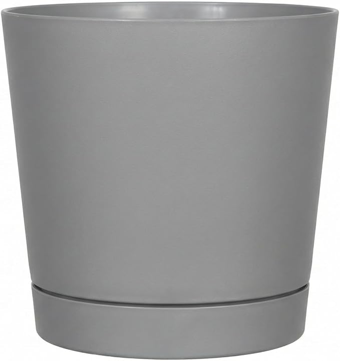 Root & Vessel Majestic Full Depth Round Cylinder Pot, Glossy Gray, 10-Inch (10100)