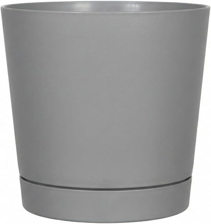Root & Vessel Majestic Full Depth Round Cylinder Pot, Glossy Gray, 12-Inch (10120)