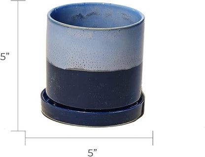 CHIVE ‘Minute’ Ceramic Planter Pot — Cute 5” Colorful Succulent Pots for Indoor & Outdoor House Plants — Beautiful Modern Farmhouse Kitchen Decor — Cobalt Blue