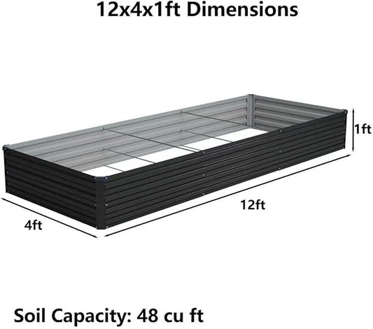 12x4x1ft(2 Pack) Galvanized Raised Garden Bed,Outdoor Planter Box Metal Patio Kit Planting Bed for Vegetables Flowers Herb,Black