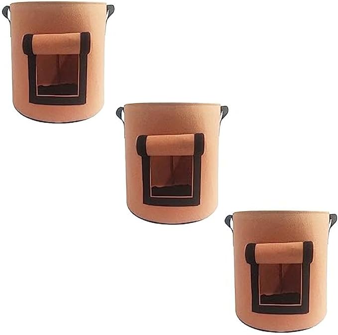 Ulalaza 3PCS Potato Grow Bags with Flap Plant Grow Bags Fabric Multi Ribbon Potato Bag Tomato Vegetable Growth Non-Woven Felt Planting Bag Transparent