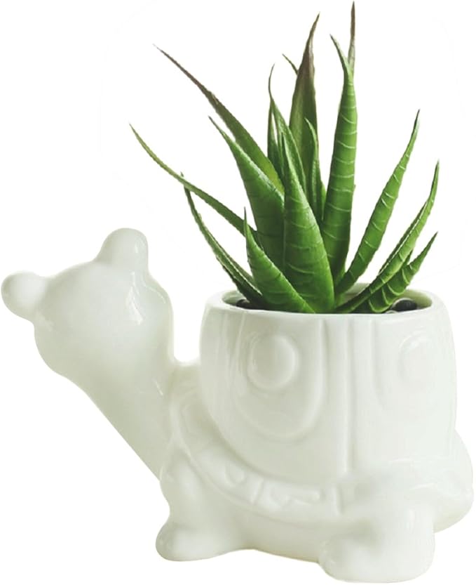 GeLive Tortoise Succulent Planter Turtle Plant Pot Animal Fun Vase Window Box Cute Home Decoration, 5 Inch, Indoor Outdoor
