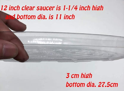 HORTIPOTS Round Pot Saucers 12 inch Clear Plastics (Pack of 10)