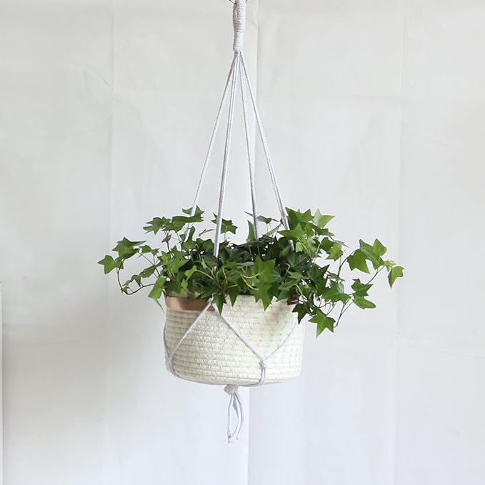 Indoor Hanging Flower Pot Basket,Party Wedding Home Garden Hanging Planter, Waterproof Lining Hydroponic Plant Pot-Glitter White