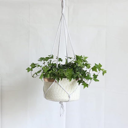 Indoor Hanging Flower Pot Basket,Party Wedding Home Garden Hanging Planter, Waterproof Lining Hydroponic Plant Pot-Glitter White