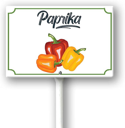Boylee Paprika Red Aluminum Garden Signs 8x12inch for Vegetables, Herbs, Flowers & Potted Plants with Stake & Mounting Hardware