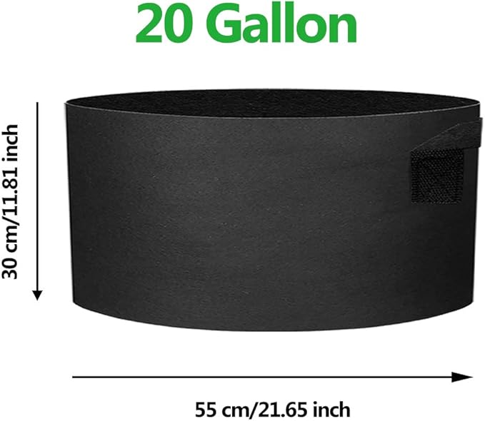 10 Pack 20 Gallon Grow Bags - Black Breathable Fabric Pots Heavy Duty Aeration Fabric Pots Thickened Nonwoven Fabric Pots Plant Grow Bags with Handle