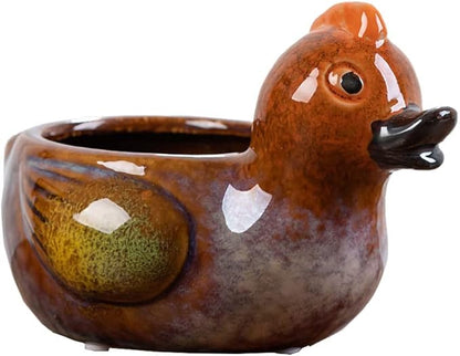 WAIT FLY Cute Animal Ceramic Flower Pot Succulent Planter-Duck
