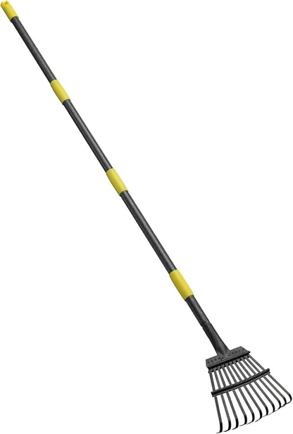 HOSKO 74 Inch Leaf Rake, 11 Tines Garden Rakes with Adjustable Sectional Handle for Quick Clean Up of Lawns, Garden, Farm, Pasture, Yard and Chicken Coop