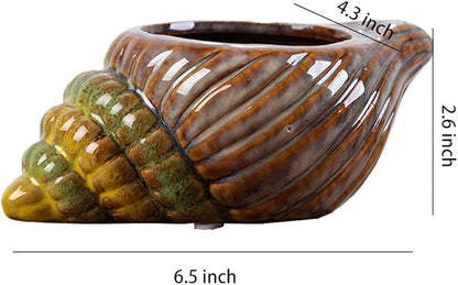 WAIT FLY Cute Animal Ceramic Flower Pot Succulent Planter-Conch