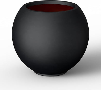 Kante Round Concrete Flower Pot, 11 Inch Dia (7.9" Opening) Sphere Shape Design Planter with Drainage Hole and Rubber Plug for Indoor & Outdoor Plants, Black Finish with Painted Interior