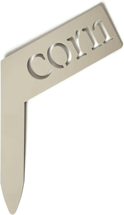 Planter Size Small Metal Garden Plant Vegetable Flower or Herb Markers 13.5 Inches Tall (corn, Cream)