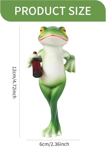 HPMAISON Miniature Frog Figurines Plant Decorations for Pots Resin Garden Frog Statue Cute Planter Hugger for Pot Fish Tank Mini Outdoor Yard Patio Fairy Garden Statue Desk Ornament 2.4X 5.1x1.6 in