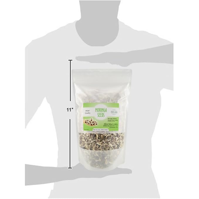 Moringa Oleifera Seeds Non-GMO PKM1 Premium Quality - Organically Grown - 10 oz. | 283 GMS (1000 Seeds Approximately) Resealable Stand Up Pouch