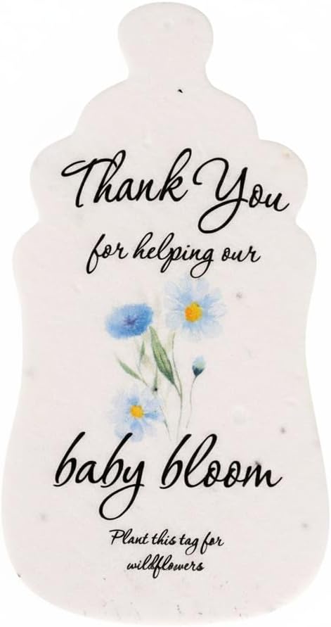 Bottle Shaped Seed Paper – 15Pcs Blue Shower Favors for Guests with Wildflower Seeds, Writable & Plantable, Shower Favor Gifts for Guest