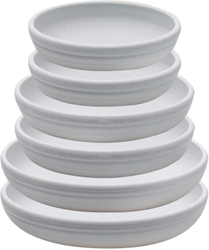SAROSORA Round Plastic Plant Saucer Drip Tray Set of 6 for Indoor Outdoor Home Garden Flower Plant Container Flower Pot Pallets ((5.8''+7"+8'') x2, White-Grey)