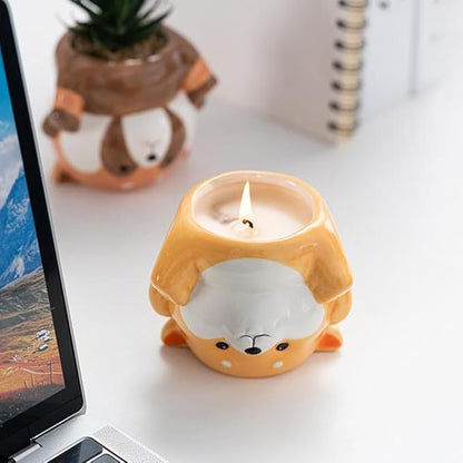 DIYOMR Cute Animal Planter Upside Down Ceramic Cartoon Succulent Pot Animals Shaped Small Flowerpot for Kid's Room Decoration Desktop Planting Ideas Creative Pen Holder - Plants Not Included (Dog)