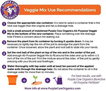 Purple Cow Organics All Purpose Veggie Mix, 1 Cubic Foot Bag, Organic Chemical-Free & Ready to Use Plant Based Compost Blend for Vegetable Gardens, Containers & Planter Pots, Raised Bed Boxes