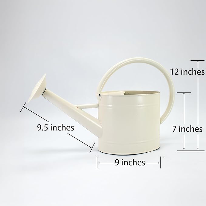 1.3 Gal Watering Can, Matte Cream White Finish, Galvanized, Metal Watering Can, Perfect Plant Water Can for Plants Indoor & Outdoor