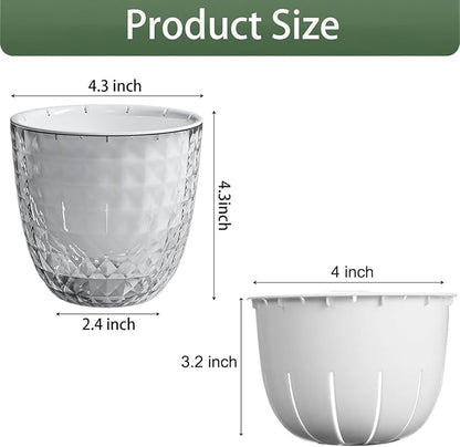 4 Pack 4 inch Self Watering Pots Planters for Indoor Plants, African Violets Pots with Wick Rope, Modern Plastic Nursery Pots for All House Plants,Flowers Succulents,Herbs,Cactus,Orchids