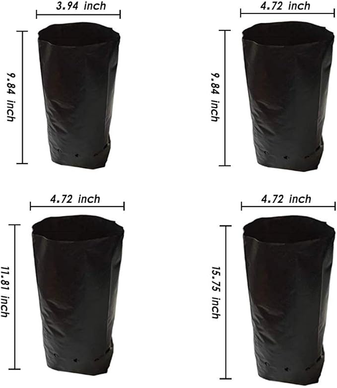 100 PCS Thicken Plastic Nursery Bags for Plants Fruit Flower Grow Bags Seedling Pots (7.87x13.78 in)