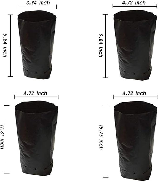 100 PCS Thicken Plastic Nursery Bags for Plants Fruit Flower Grow Bags Seedling Pots (6.69x11.81 in)
