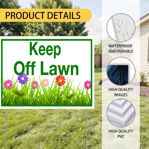Keep Off Lawn Yard Sign With Stake Stand Plastic Signage Double Sided Sign Funny Garden Decor 9 x 12 Inches Sturdy Rust Free Weatherproof Outdoor Use