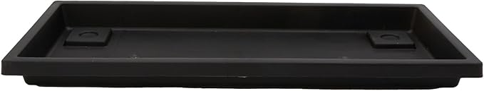 The HC Companies Venetian Rectangular Plant Tray - 17.5" Saucer for 18" Planter Pot, Plastic Drip Tray for Drainage - Indoor & Outdoor Use, Black
