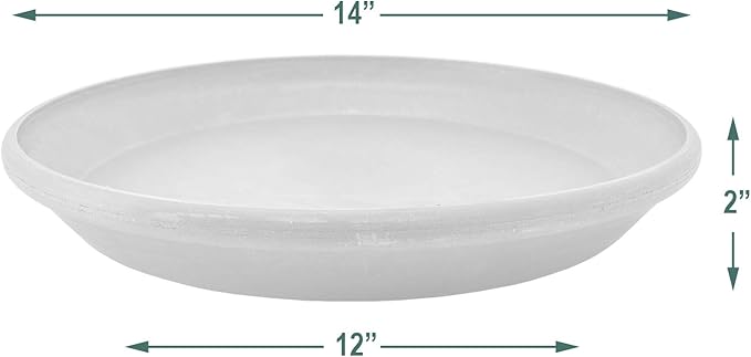 PSW Pot Collection AP35C 14-inch Plastic/Stone/Wood Composite Plant Saucer Drip Tray – No Drainage Hole (Drillable), Indoor/Outer Water Tray, Chocolate