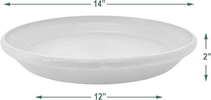 PSW Pot Collection AP35DC 14-inch Plastic/Stone/Wood Composite Plant Saucer Drip Tray – No Drainage Hole (Drillable), Indoor/Outer Water Tray, Dark Charcoal