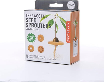 Kikkerland Eco Friendly Terracotta Growing Seed Starter Sprouters Germination Plant Plates Indoor/Outdoor Plants