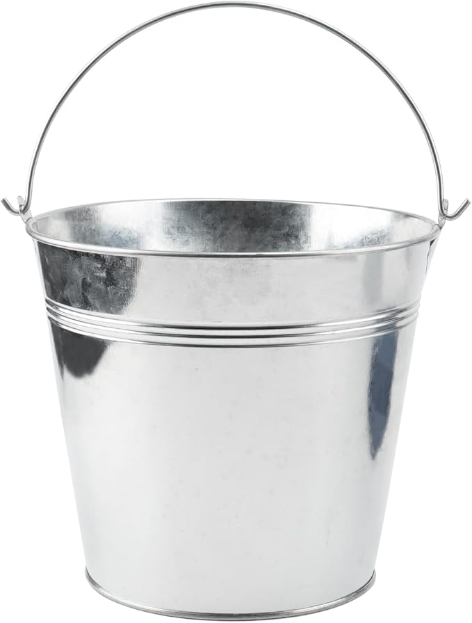 KINJOEK 8 Packs 7 Inch Galvanized Metal Bucket with Handle, Round Flower Pot Plant Rustic Basket, Galvanized Planter Pail for Balconies, Gardens Patios, Office, Indoor Outdoor Parties Wedding Decor