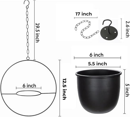 Hanging Planters for Indoor Plants with 5.5" Pot + Ceiling Hook + Extender Chain | Hanging Plant Holder, Metal Minimalist Planter, NO Plant incld