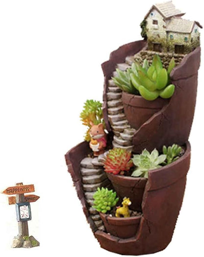 Vencer Creative Plants Pot - Flowerpot Combination Resin Succulent Plant Pot (City of Sky),VF-008