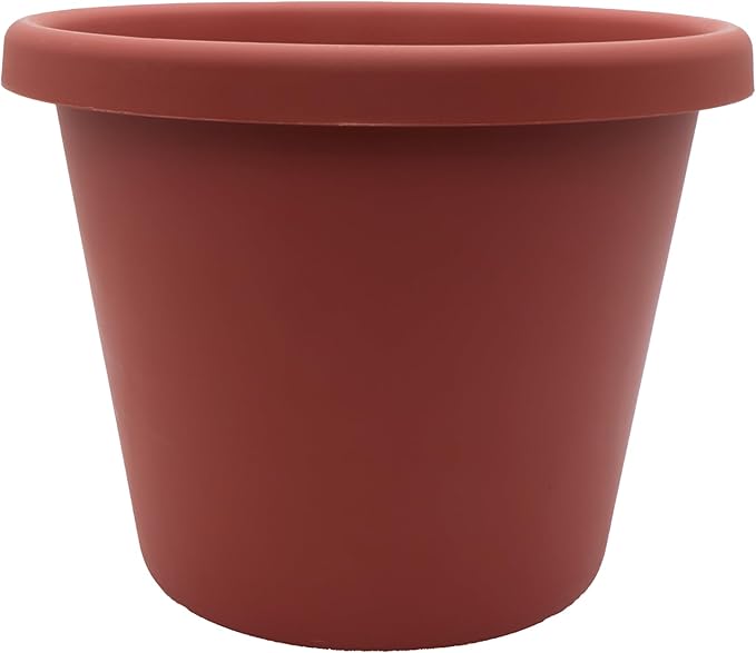 The HC Companies Classic Round Plastic Plant Pot w/Rolled Rim - Lightweight & UV Resistant Flower Pot for Herbs & More - Outdoor & Indoor Plant Pots w/Drainage (14 inch Clay, Pack of 1)