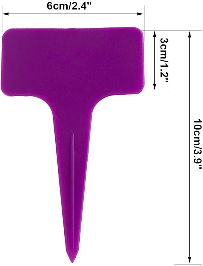 Ameolale 200PCS Plastic Nursery Garden Plant Labels - Waterproof Potted Plant Tags Reusable Seeds Markers T-Type Stakes - Eco Friendly for Vegetables Herb Flower Greenhouse(Purple)
