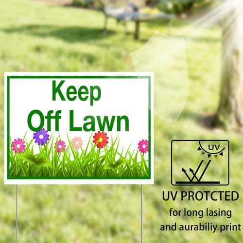 Keep Off Lawn Yard Sign With Stake Stand Plastic Signage Double Sided Sign Funny Garden Decor 9 x 12 Inches Sturdy Rust Free Weatherproof Outdoor Use