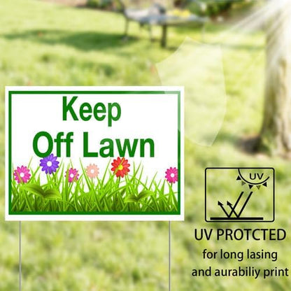Keep Off Lawn Yard Sign With Stake Stand Plastic Signage Double Sided Sign Funny Garden Decor 9 x 12 Inches Sturdy Rust Free Weatherproof Outdoor Use