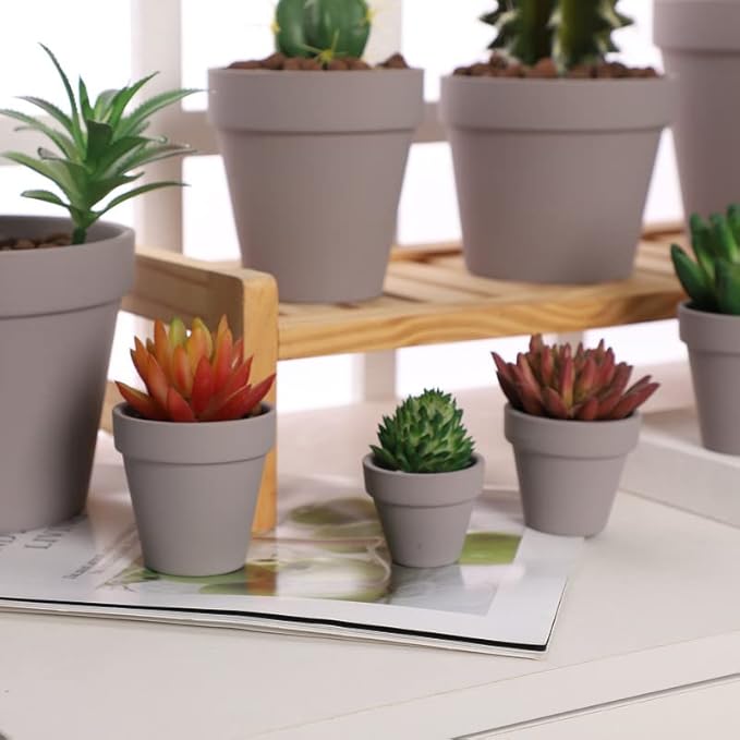Yishang 1.9 Inch Tiny Grey Terracotta Pots Pack of 72-Small Mini White Clay Pots with Drainage Holes Flower Nursery Terra Cotta Planter for Tiny Cactus,Herb,Succulent Plants,Crafts