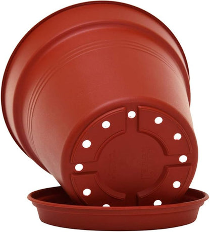 Mintra Home Garden Pots 4pk - Flowers, Herbs, Plants, Indoor, Outdoor, Colorful, Wholesale, Bulk (Burgundy, 17cm Diameter (6.6in))