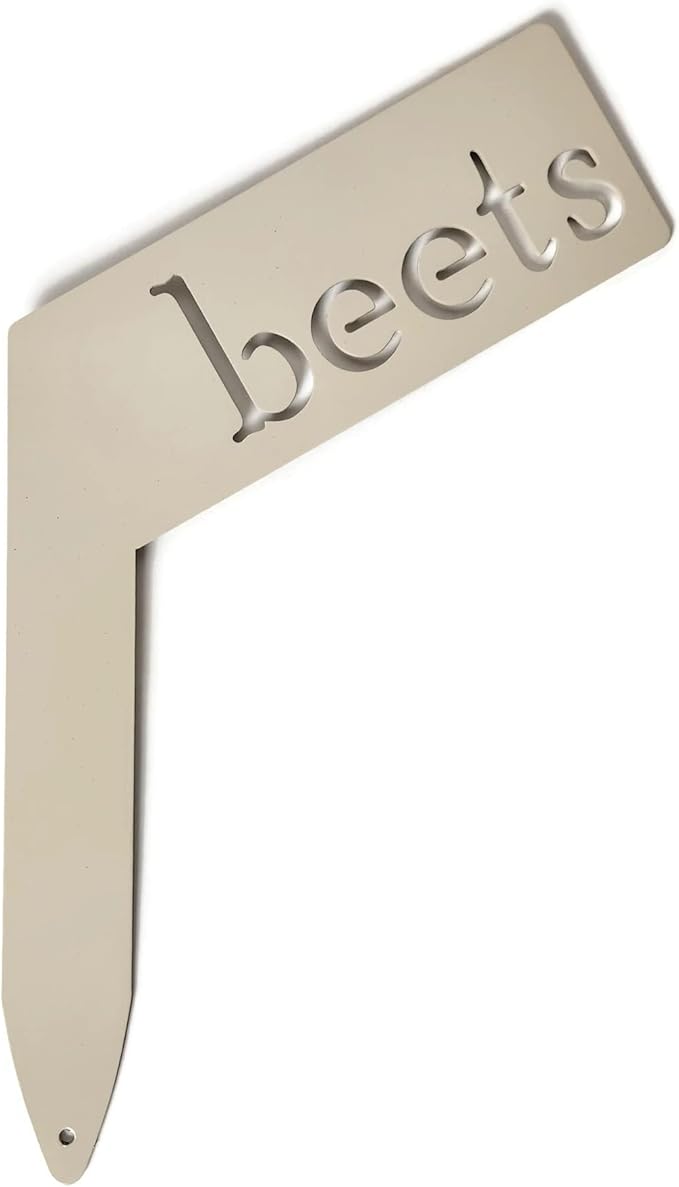 Planter Size Small Metal Garden Plant Vegetable Flower or Herb Markers 13.5 Inches Tall (beets, Cream)