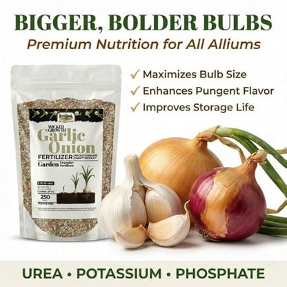 Old Cobblers Farm™ Wicked Growth Garlic + Onion Fertilizer–Nourishes Roots,Enhances Flavor, and Boosts Plant Health with Eco-friendly Slow-release Nutrients for Robust Growth (5/110/15/20 lbs) (15lbs)